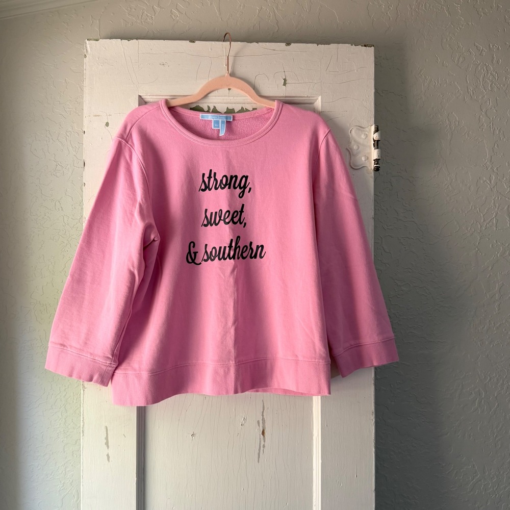 Draper James Pink Strong Sweet & Southern Graphic Sweatshirt XL 100% Cotton